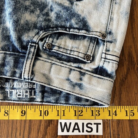 Thrill Jeans Boys Denim Jeans Size 12 Distressed Skinny Acid Wash Blue Straight - Picture 7 of 10